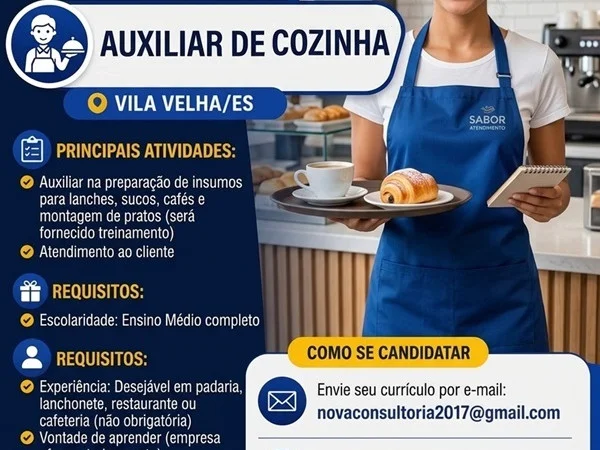 Vaga para Auxiliar de Cozinha