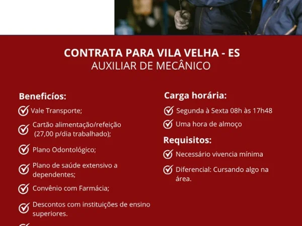 FIAT PODIUM CONTRATA AUXILIAR DE MECÂNICO (VILA VELHA)