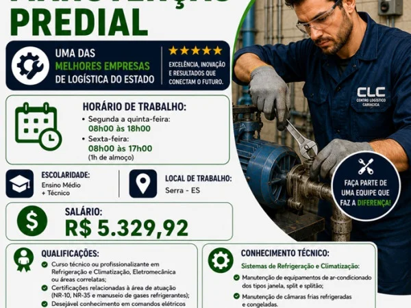 Vaga para Mecânico de Manutenção Predial
