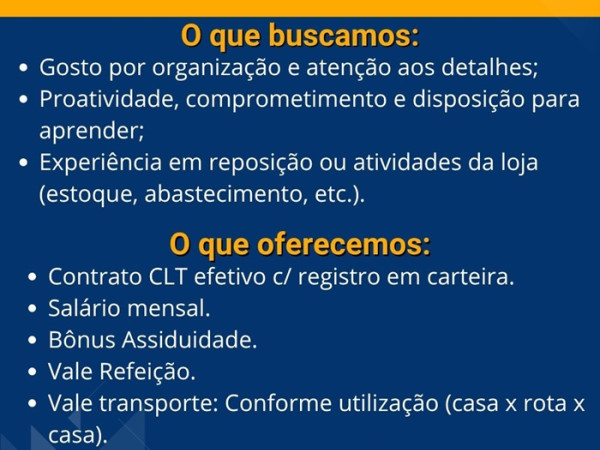 VAGA DE REPOSITOR - MARATAÍZES