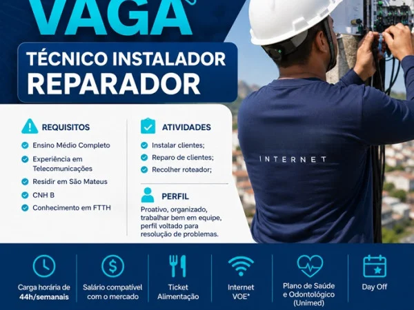 TÉCNICO INSTALADOR REPARADOR - SÃO MATEUS/ES