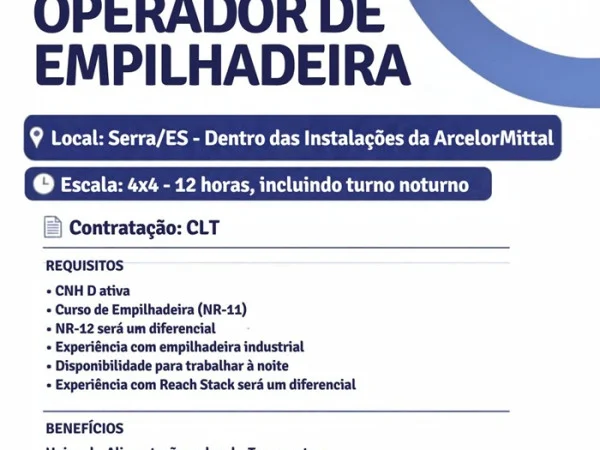 Vaga para Operador de Empilhadeira 