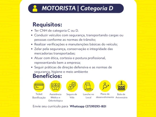 Padaria Monte Libano contrata Motorista | Categoria D