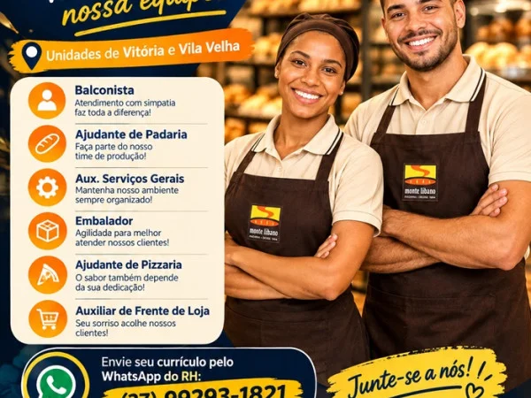 Monte Líbano abre diversas vagas de Emprego