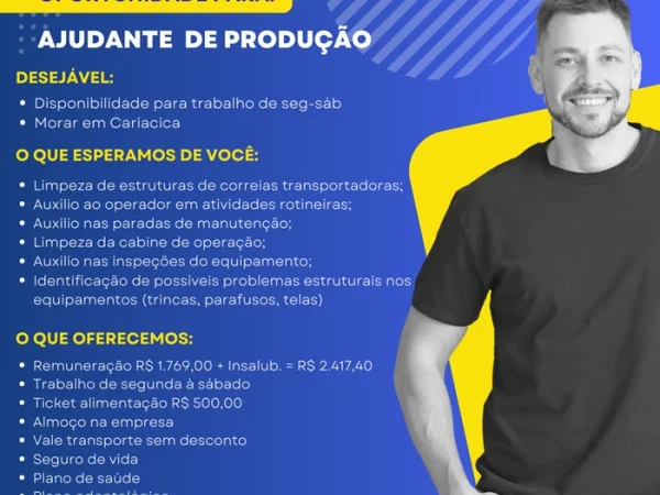 BRASITALIA CONTRATA AJUDANTE DE PRODUÇÃO