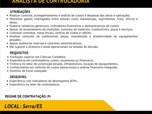 Grupo A. MADEIRA contrata Analista de Controladoria