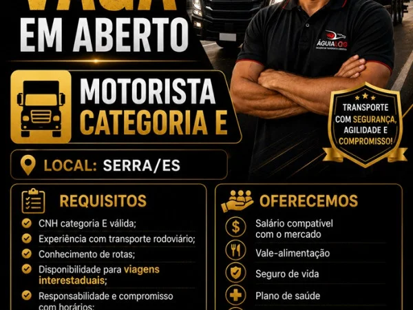 Vaga para Motorista Categoria E