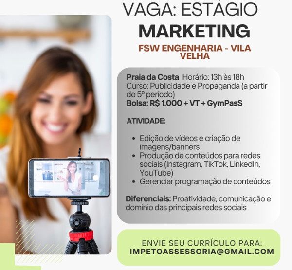 VAGA DE ESTÁGIO MARKETING