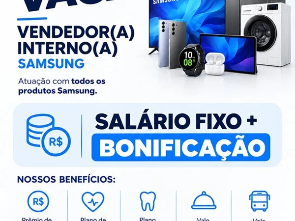 Samsung Smart Center contrata Vendedor(a) Interno(a)