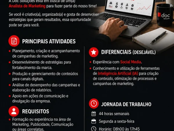 Doc Soluções contrata Analista de Marketing