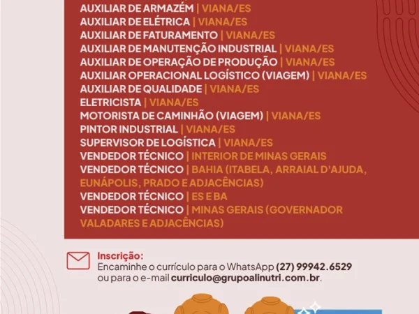 Grupo Alinutri abre Novas Oportunidades de Emprego
