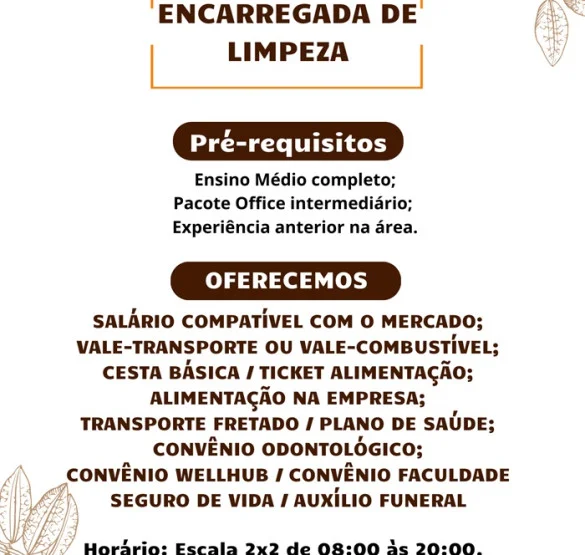 Socau contrata Encarregada de Limpeza