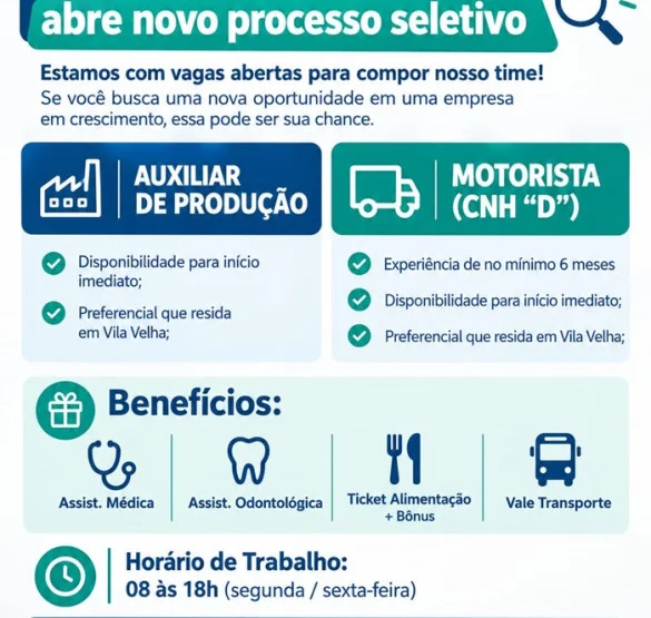 DISTRIVIDROS abre novo processo seletivo