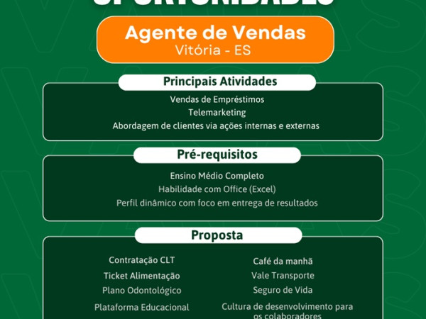 CONSIGA CONTRATA AGENTE DE VENDAS