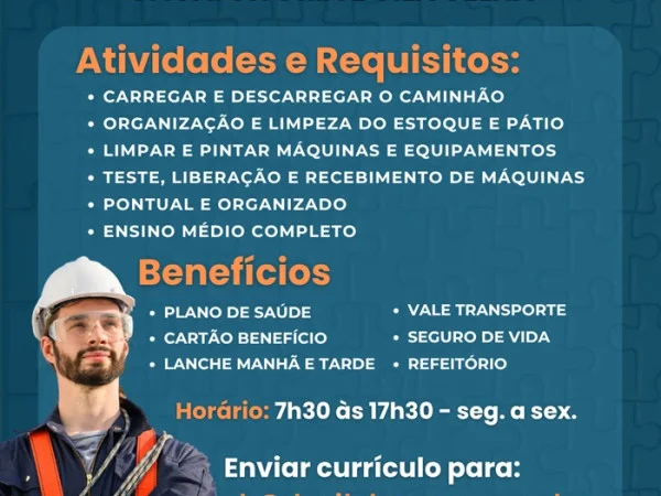 Vaga para Ajudante de Pátio