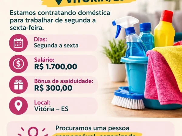 VAGA PARA DOMÉSTICA – VITÓRIA/ES