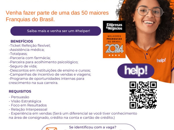 HELP! CONTRATA SUPERVISOR E CONSULTOR DE VENDAS