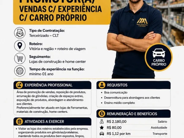 PROMOTOR(A) DE VENDAS COM EXPERIÊNCIA