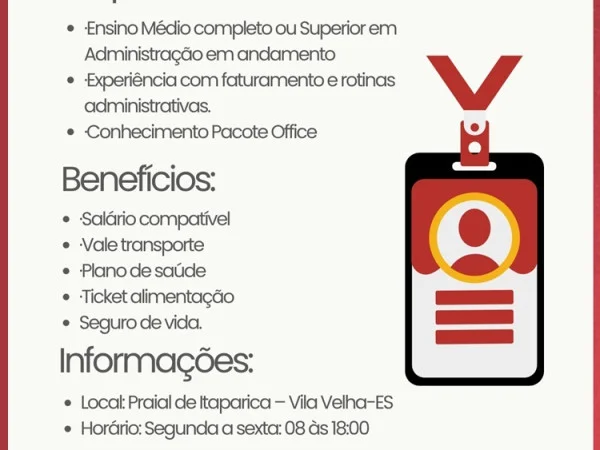 VAGA PARA AUXILIAR ADMINISTRATIVO