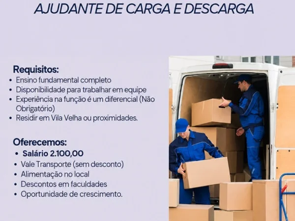 Operlog contrata Ajudante de Carga e Descarga
