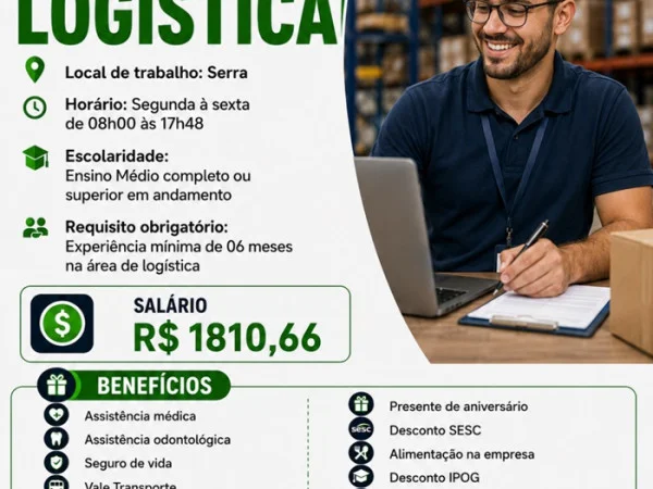 Vaga para Assistente de Logística