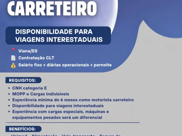 Vaga para Motorista Carreteiro