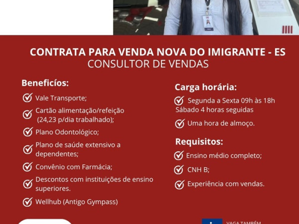 GRUPO PODIUM CONTRATA CONSULTOR DE VENDAS (VENDA NOVA)