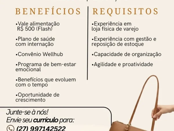 Constance contrata Assistente de Loja (Shopping Vila Velha)