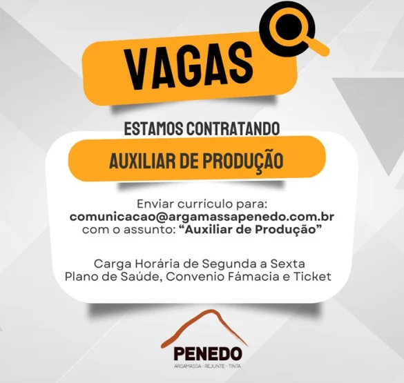 Penedo Argamassa contrata Auxiliar de Produção