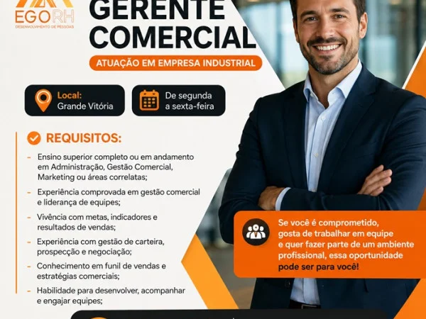 VAGA PARA GERENTE COMERCIAL