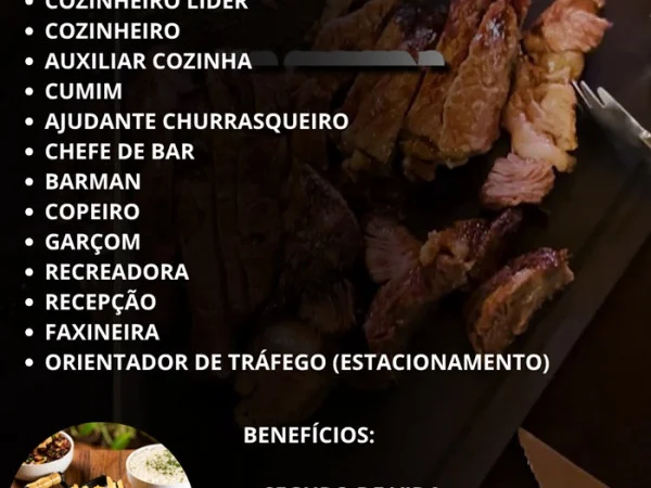 BACANA DE VILA VELHA ABRE DIVERSAS VAGAS DE EMPREGO