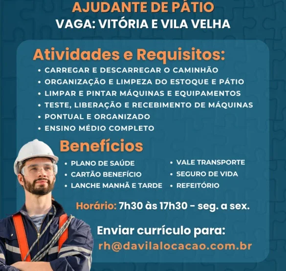 Vaga para Ajudante de Pátio