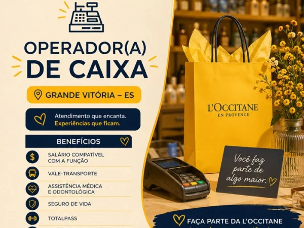 Vaga para Operador(a) de Caixa | L’Occitane | Grande Vitória – ES