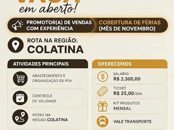 Grupo 3 Corações contrata Promotor(a) de Vendas (Colatina)