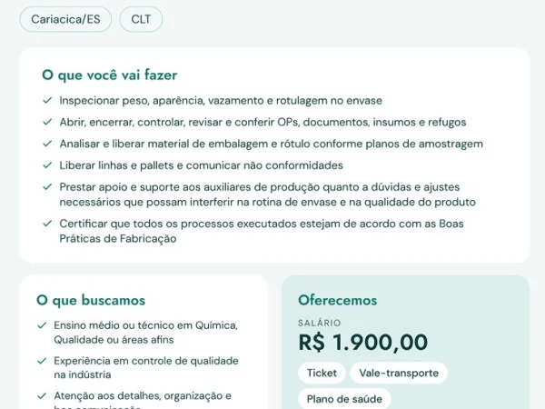 Bless Cosméticos abre vaga para Controle em Processos