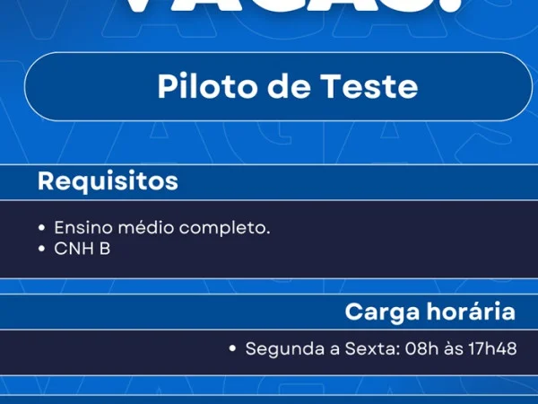 Vaga para Piloto de Teste