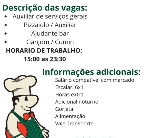 Disk Pizza Paulista Vitória abre vagas de emprego