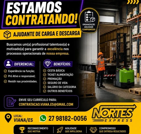 Nortes Express contrata Ajudante de Carga e Descarga
