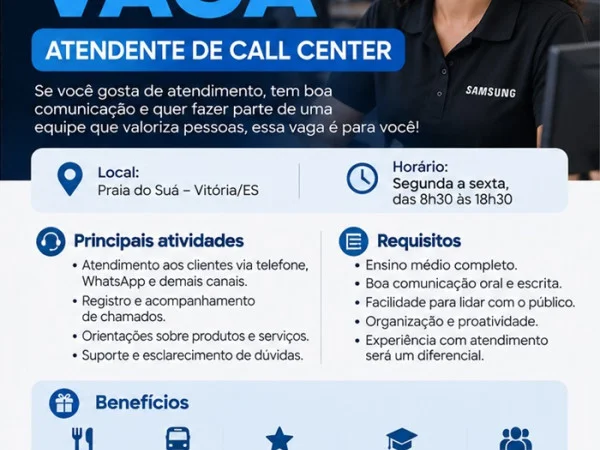 Samsung Smart Center contrata Call Center