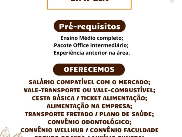 Socau contrata Encarregada de Limpeza