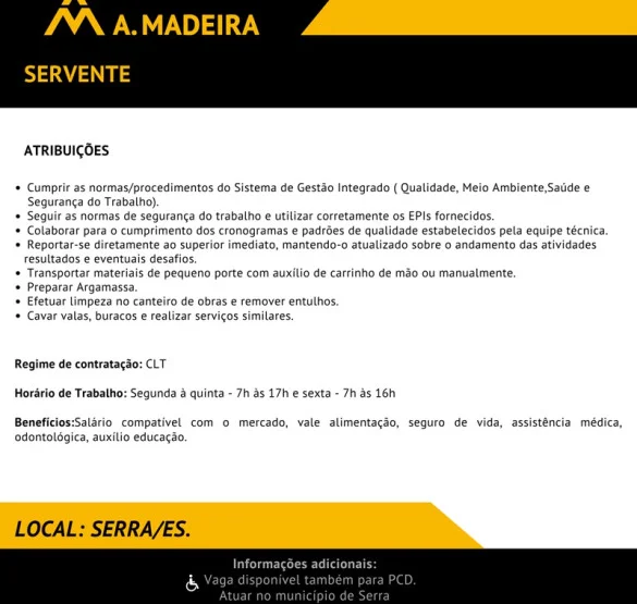 Grupo A. Madeira contrata Servente