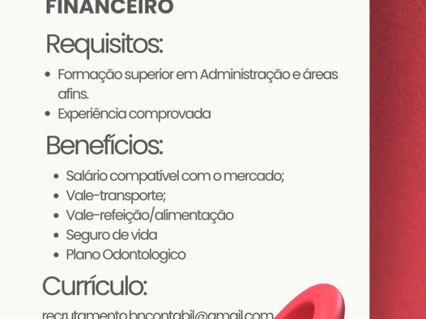 Vaga para Analista de Departamento Financeiro