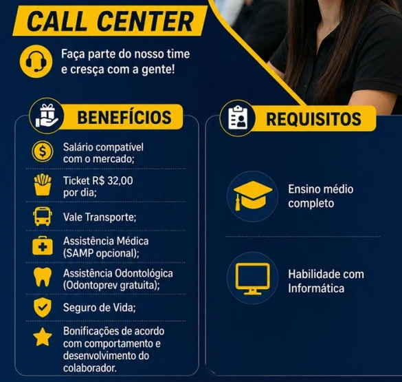 Vagas abertas para Call center 