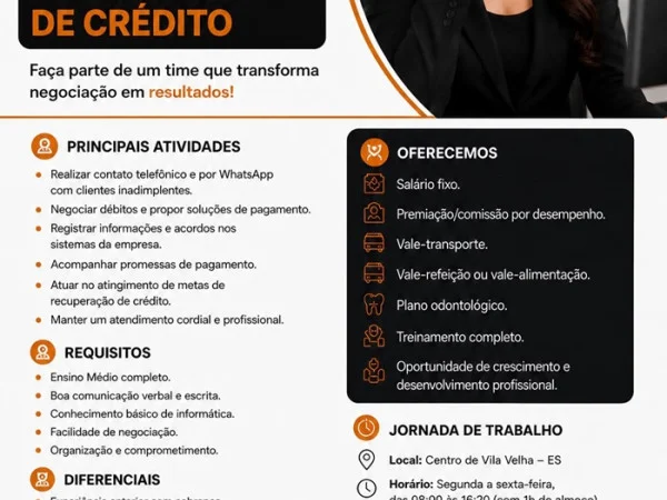 VAGA DE RECUPERADOR DE CRÉDITO