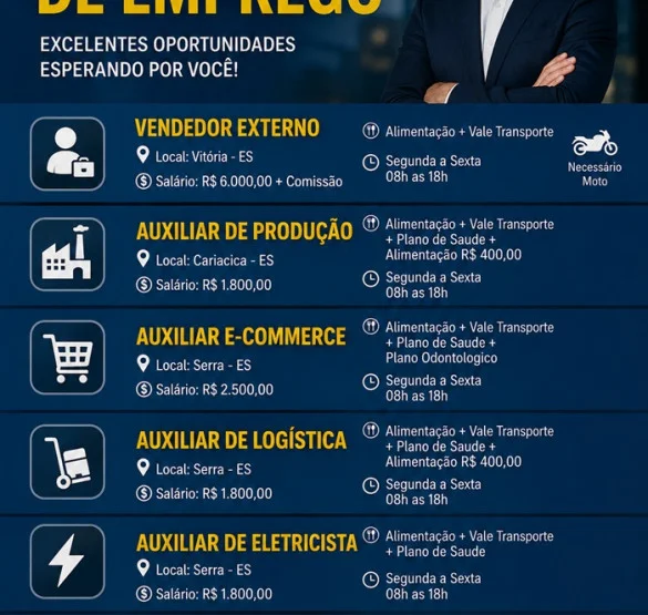 EMPRESAS ABREM VAGAS DE EMPREGO