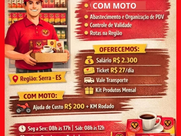 Vaga para Promotor(a) de Vendas (3 Corações) - Serra