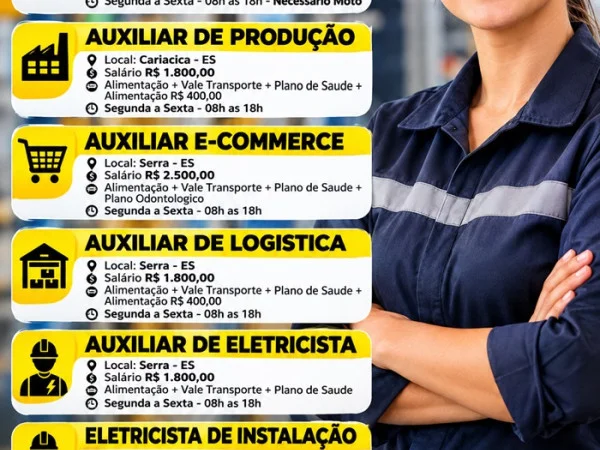 EMPRESAS ABREM VAGAS DE EMPREGO