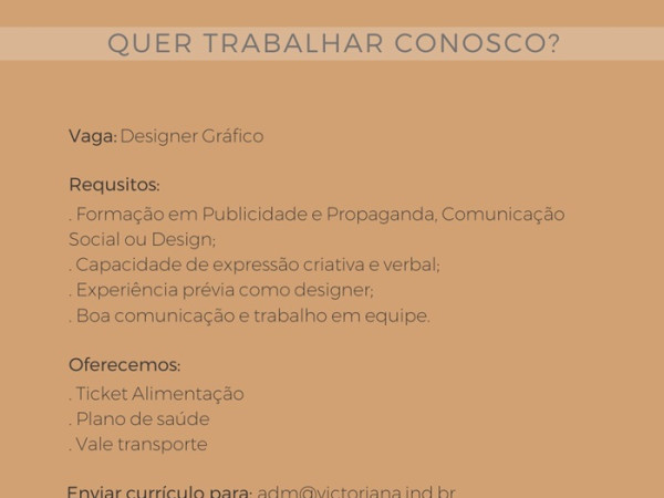 Vaga para Designer Gráfico