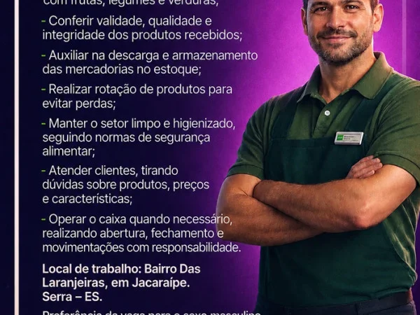 VAGA DE EMPREGO – ATENDENTE DE LOJA