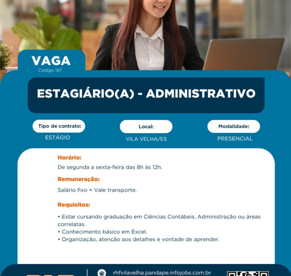 Vaga para Estagiário(a) - Administrativo